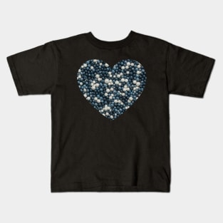 Black, White and Silver Sprinkle Spheres Candy Photograph Heart Kids T-Shirt